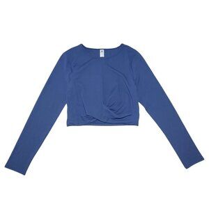 90 Degree By reflex, Blue Long Sleeve Twist Front Crop Top, Size L, NWT.